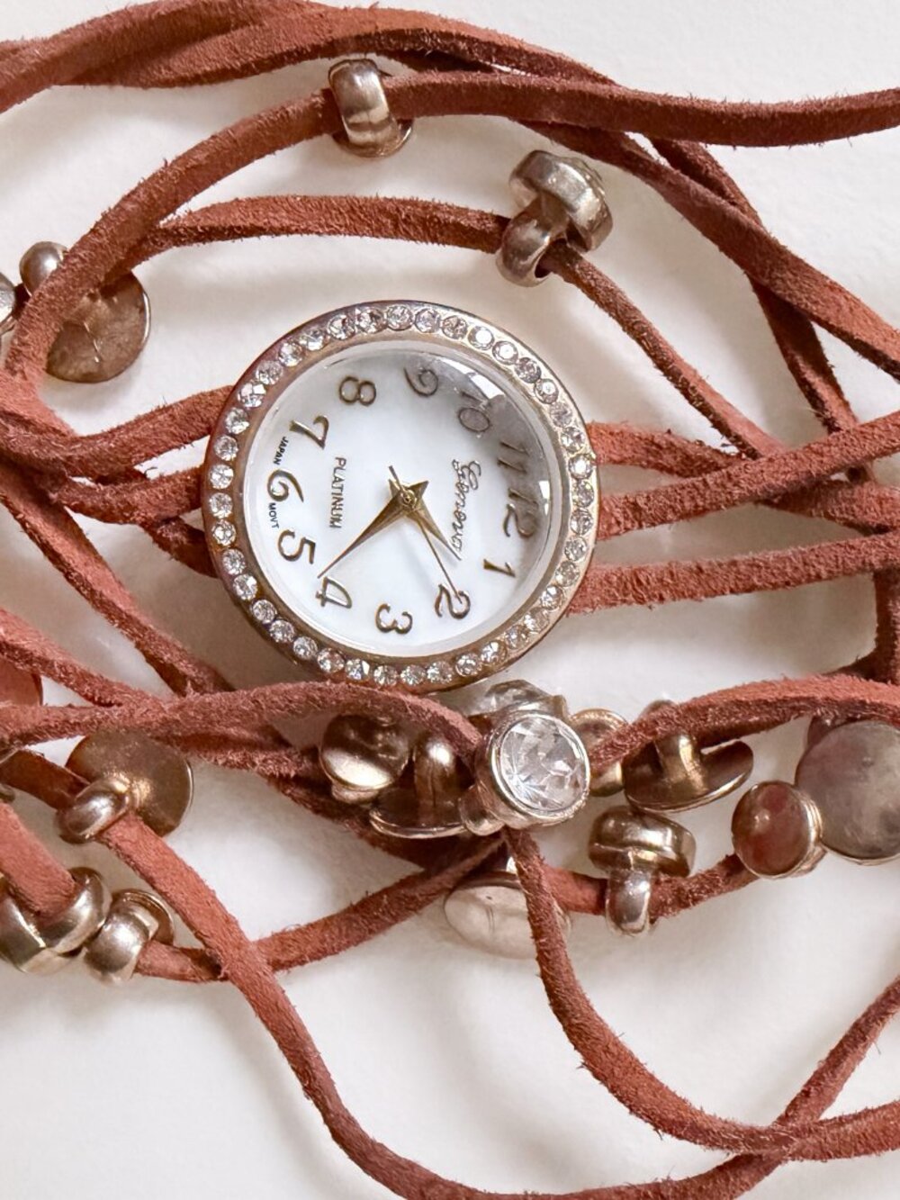 Women's Geneva Watch with Brown Cord Strappy band - Very BOHO
